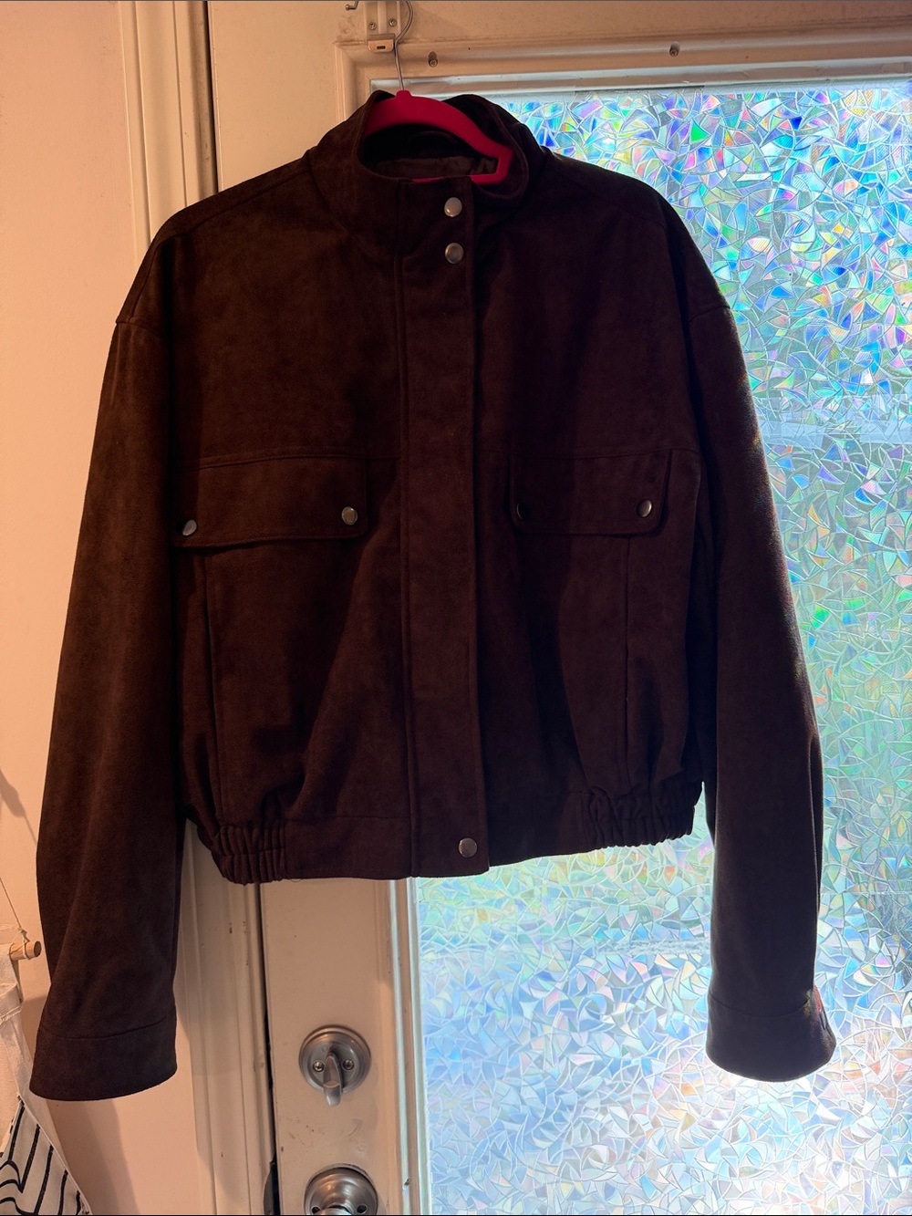 Faux Suede Bomber Jacket